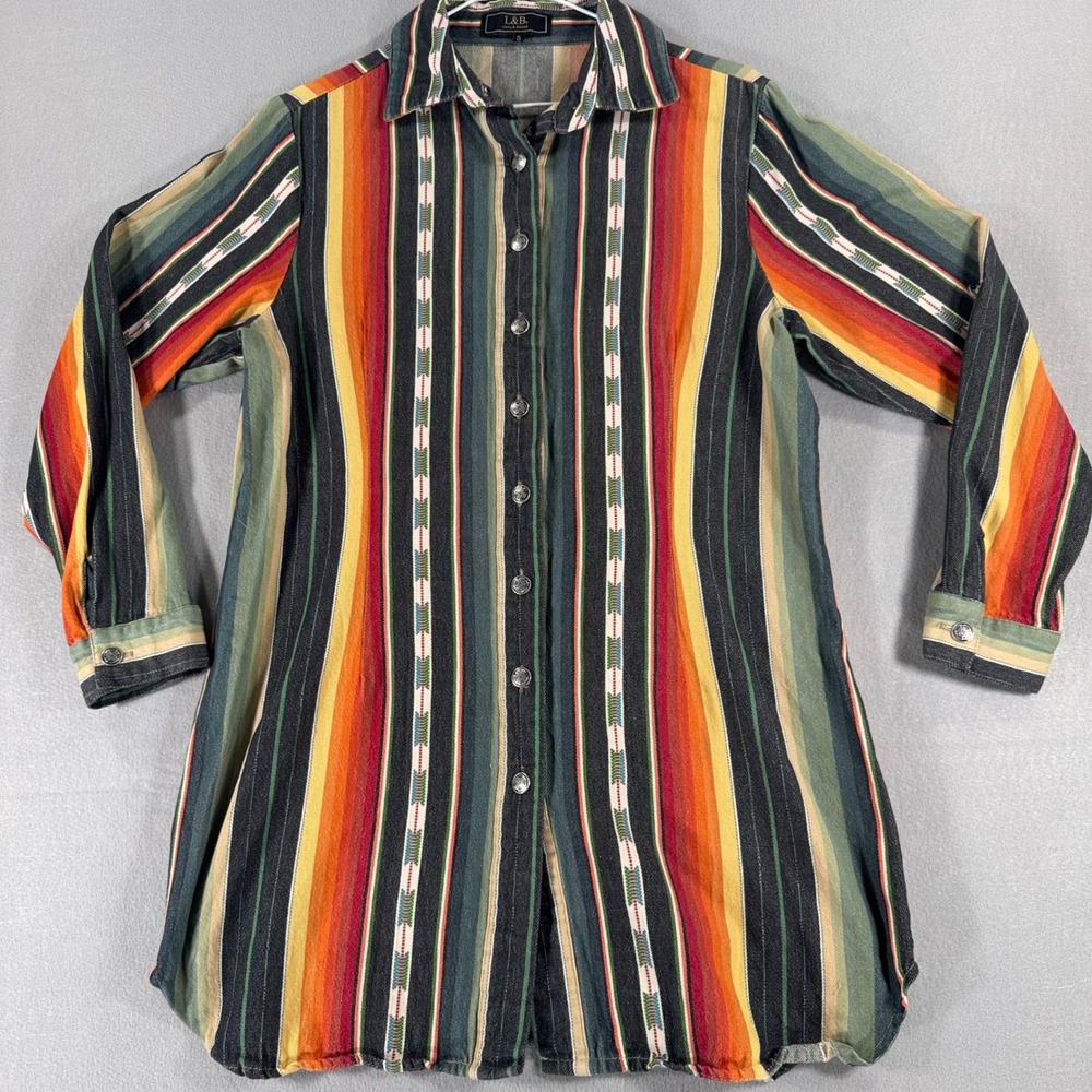 L&B Lucky & Blessed Serape Stripe Western Button Down Shirt Small Cotton